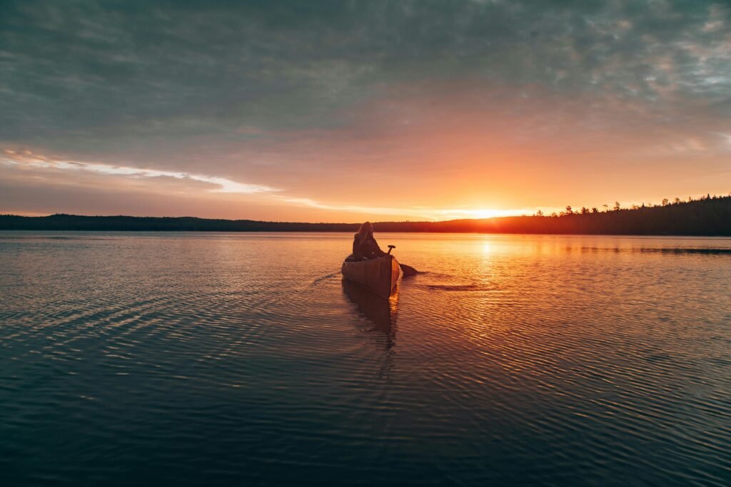 Sunset over lake